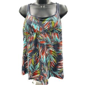Mossimo tankini swim top size XL. Base color is slate with orange blue and green